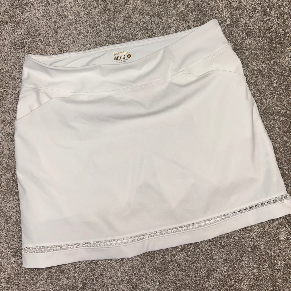 Lilly Pulitzer Luxletic Skort Women's 14 White Golf Tennis Built In Shorts